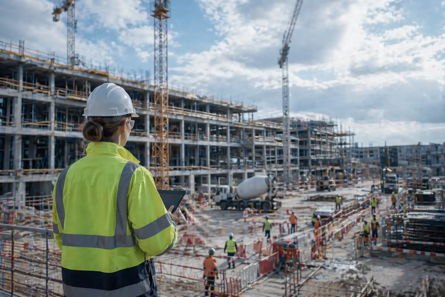 Responsable SST analysant une zone de chantier à risque