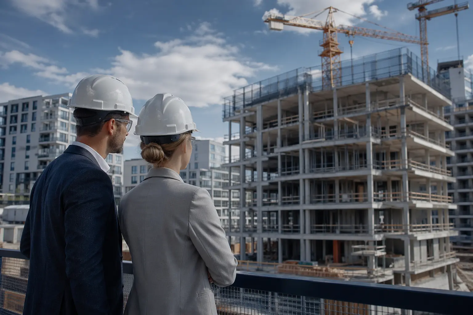 Promoteurs immobiliers observant l'avancement d'un chantier